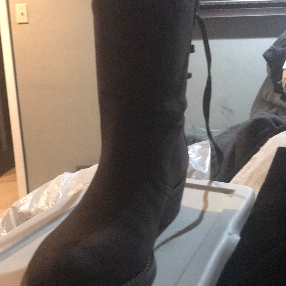 Brown Suede Cowboy Boots with lace up in the back